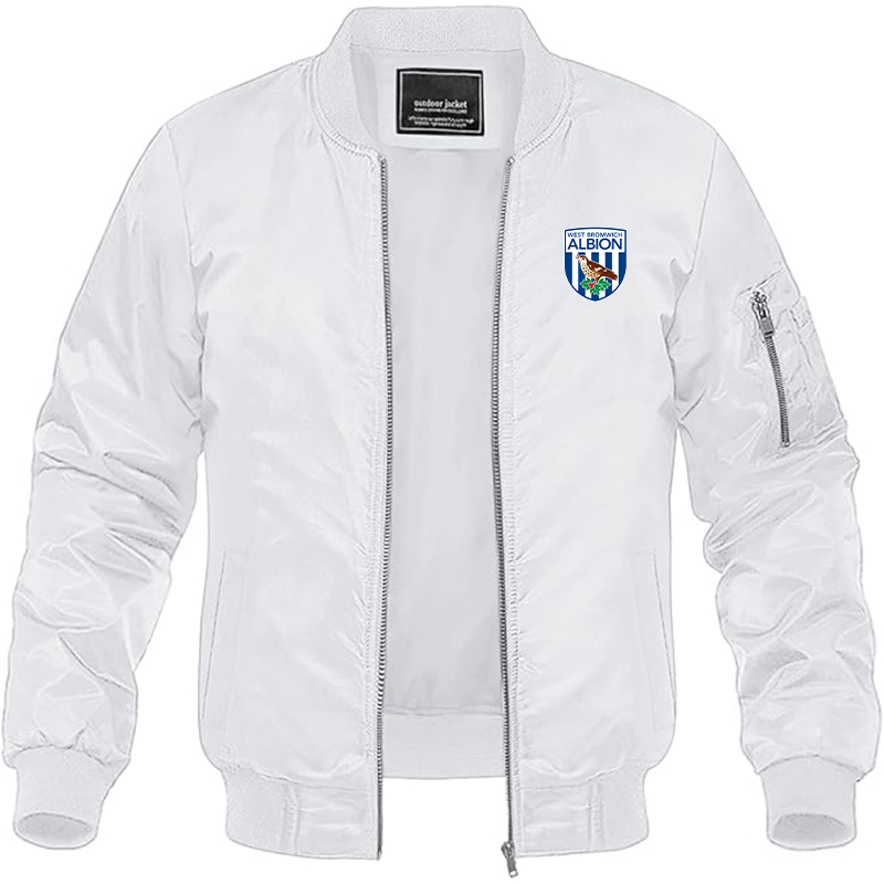 Men's West Bromwich Albion Soccer Lightweight Bomber Jacket Windbreaker Softshell Varsity Jacket Coat